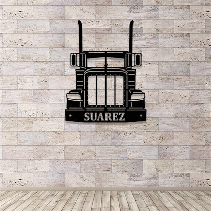 Custom Semi Truck Metal Wall Art,Semi Truck Sign With LED Lights,Personalized Truck Driver Name Sign,Semi-Trailer Wall Decor,Gifts for Dad