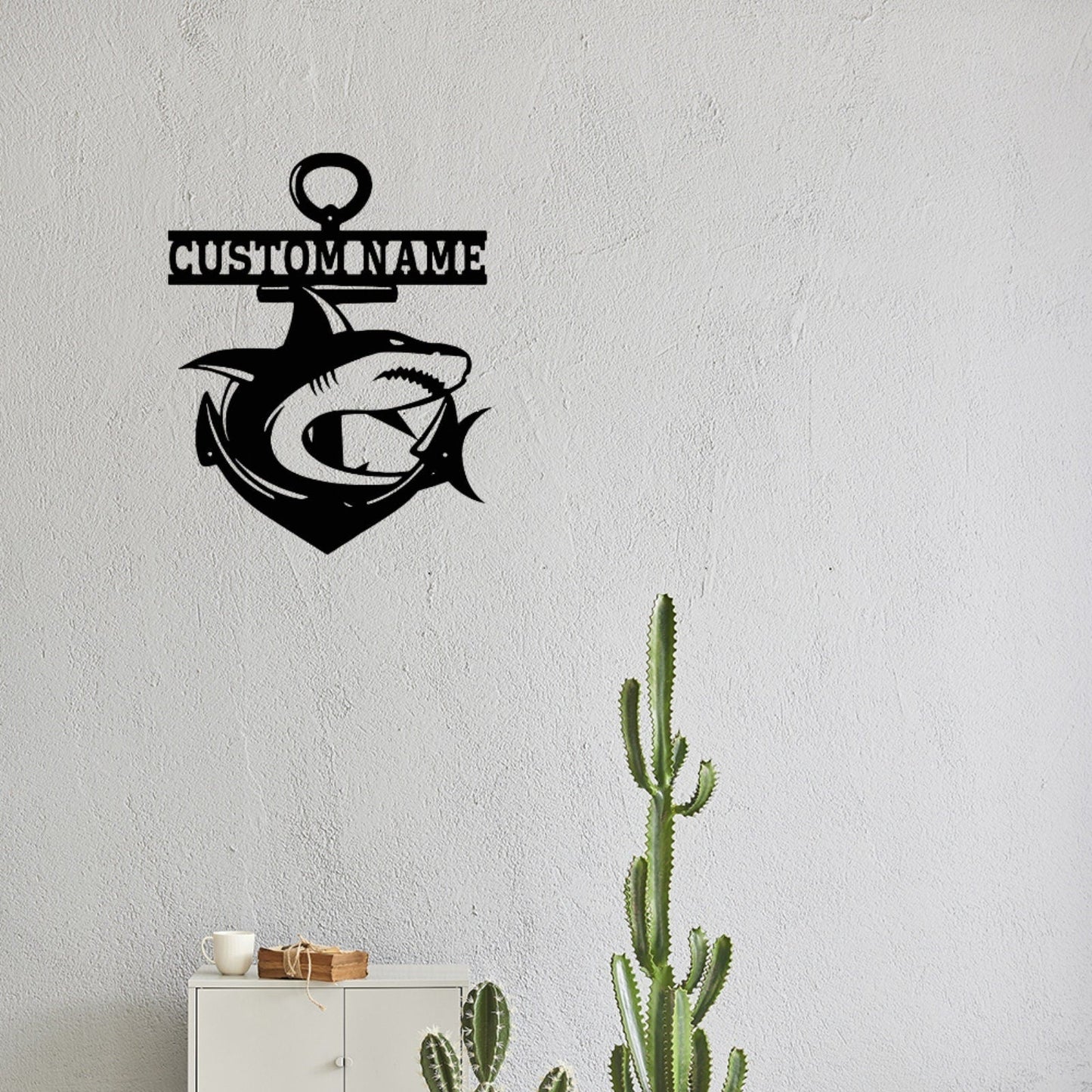 Personalized Fishing Sign,Shark Metal Sign,Fishing Metal Wall Art,Shark Decor,Shark Metal Name Sign,Fishing Lover Decor