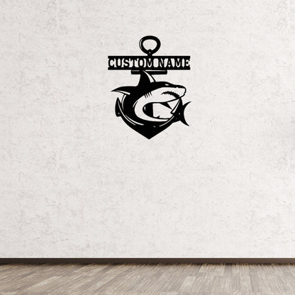 Personalized Fishing Sign,Shark Metal Sign,Fishing Metal Wall Art,Shark Decor,Shark Metal Name Sign,Fishing Lover Decor