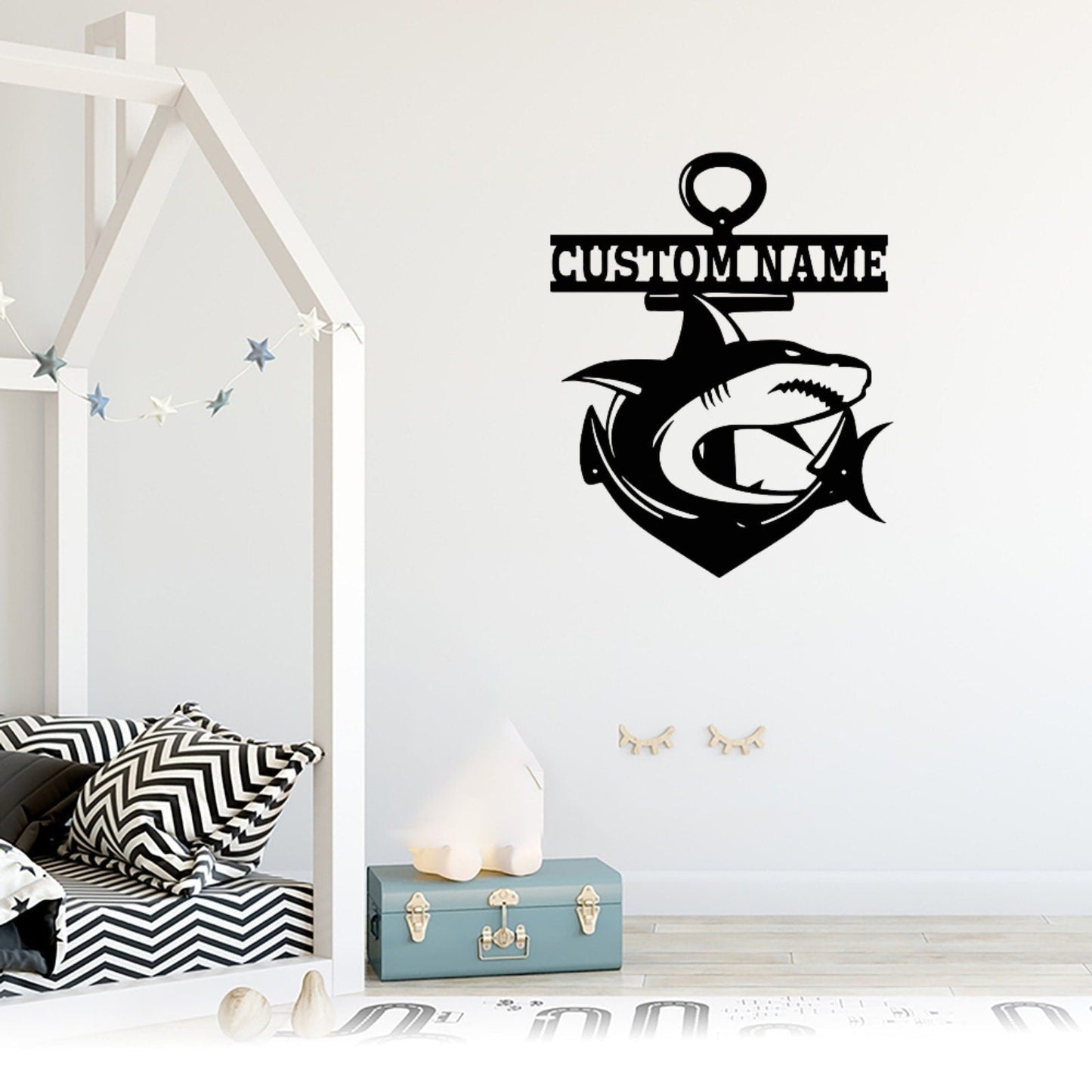 Personalized Fishing Sign,Shark Metal Sign,Fishing Metal Wall Art,Shark Decor,Shark Metal Name Sign,Fishing Lover Decor
