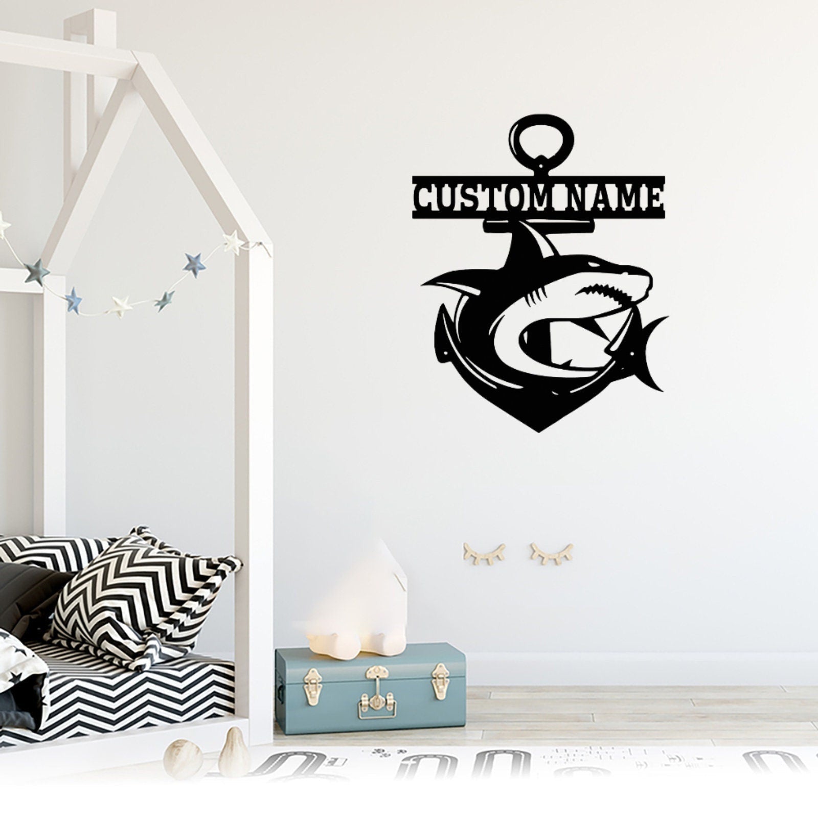 Personalized Fishing Sign,Shark Metal Sign,Fishing Metal Wall Art,Shark Decor,Shark Metal Name Sign,Fishing Lover Decor