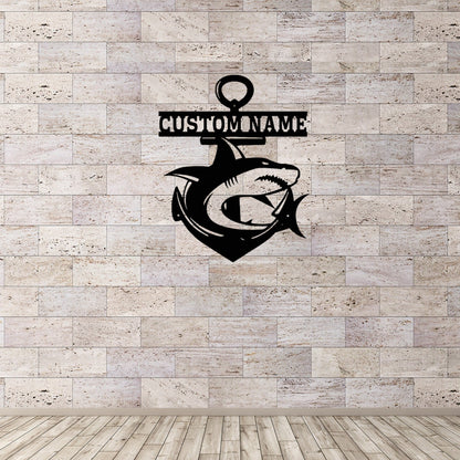 Personalized Fishing Sign,Shark Metal Sign,Fishing Metal Wall Art,Shark Decor,Shark Metal Name Sign,Fishing Lover Decor