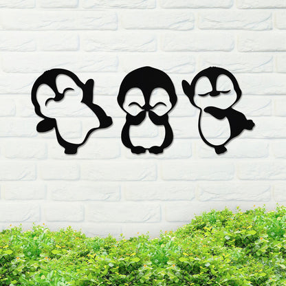 Metal Baby Penguins Sign, Penguins Sign, Metal Penguin Sign, Metal Wall Art, Metal Sign, Housewarming Sign, Outdoor Decor, Outdoor Sign