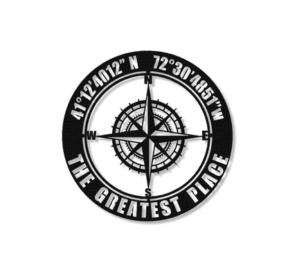 Custom Coordinates Sign,GPS Coordinates Sign,Personalized Nautical Compass Wall Art, Latitude and Longitude Sign,Room Decoration