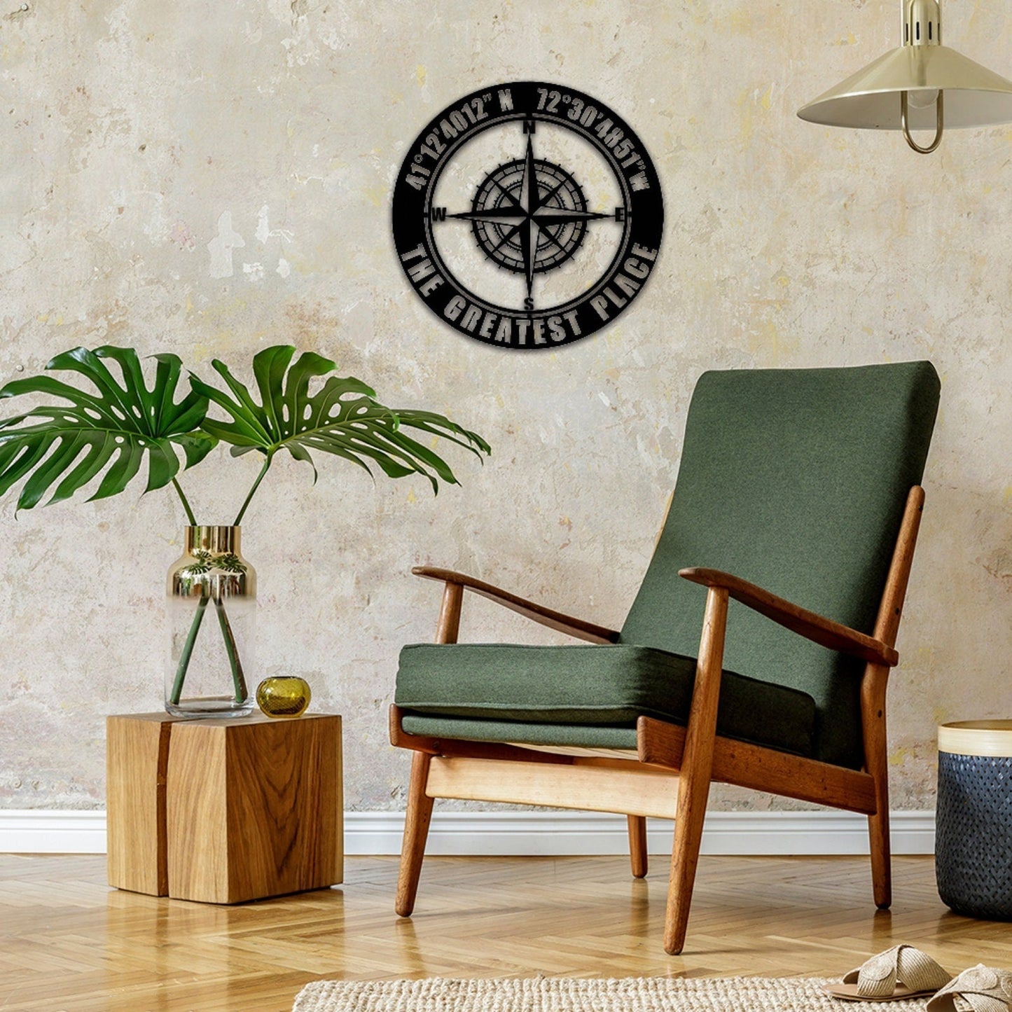 Custom Coordinates Sign,GPS Coordinates Sign,Personalized Nautical Compass Wall Art, Latitude and Longitude Sign,Room Decoration