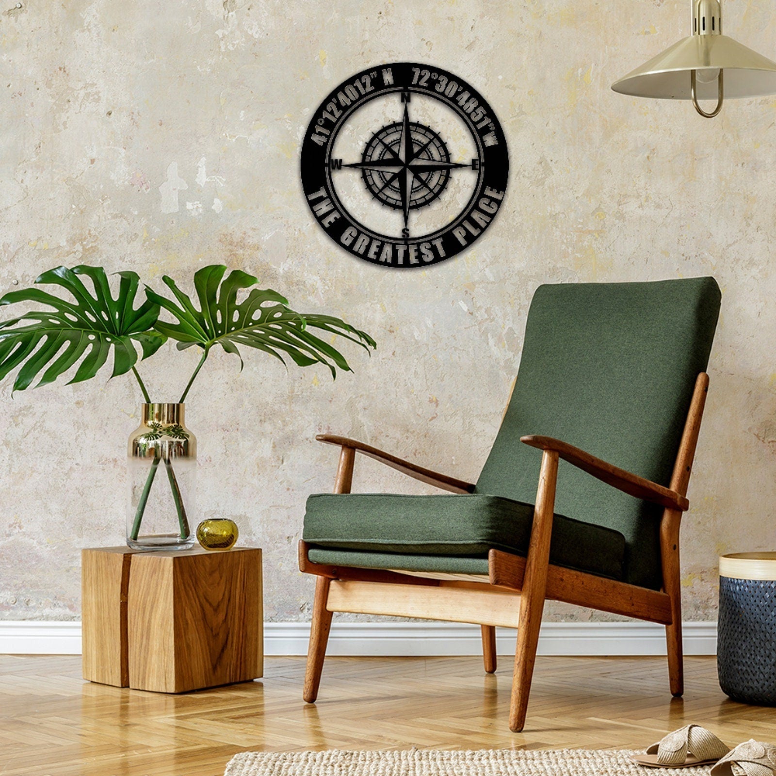 Custom Coordinates Sign,GPS Coordinates Sign,Personalized Nautical Compass Wall Art, Latitude and Longitude Sign,Room Decoration