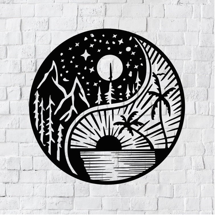 Yin & Yang Metal Art / Day and Night Metal Art / Metal Wall Art / Yin Yang Sign / Outdoor Home Decor / Custom Wall Art Decor