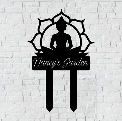 Personalized Yoga Garden Stake Metal Sign, Namaste Stake Metal Sign, Garden Sign, Flower Garden Sign, Garden Name Metal Sign