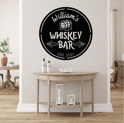 Personalized Metal Bar Sign, Fathers Day Gift, Metal Sign, Established Date, Custom Bar Plaque, Custom Steel Wall Whiskey Wall Decor