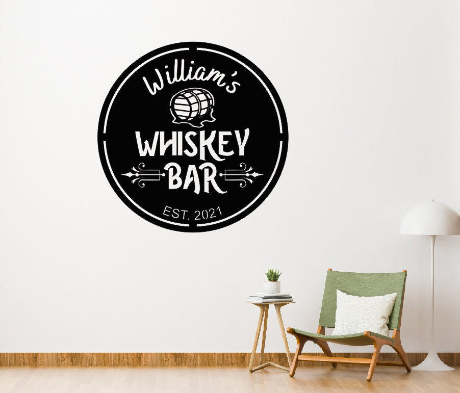 Personalized Metal Bar Sign, Fathers Day Gift, Metal Sign, Established Date, Custom Bar Plaque, Custom Steel Wall Whiskey Wall Decor