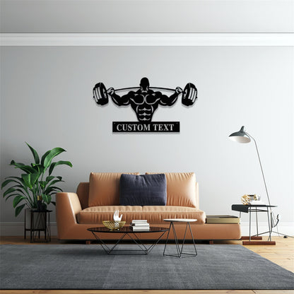 Custom Gym Sign With Lights,Powerlifting Sport Metal Wall Art,Personalized Fitness Room Sign,Powerlifting Home Decor,Gym Metal Wall Decor