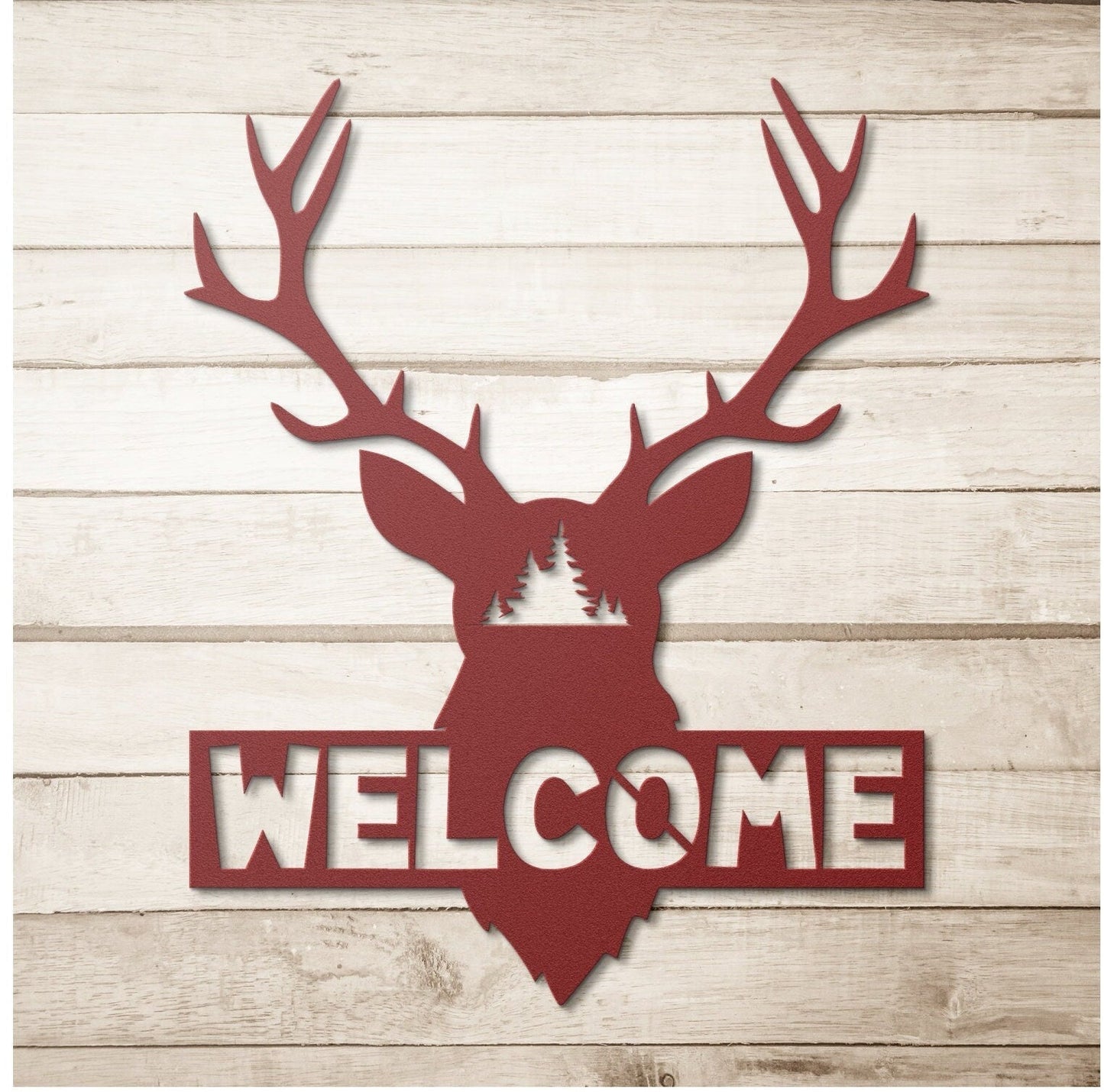Welcome Deer Metal Sign, Deer Metal Wall Decor, Metal Welcome Sign, Large Metal Wall Art, Outdoor Metal Sign, Deer Housewarming Gift