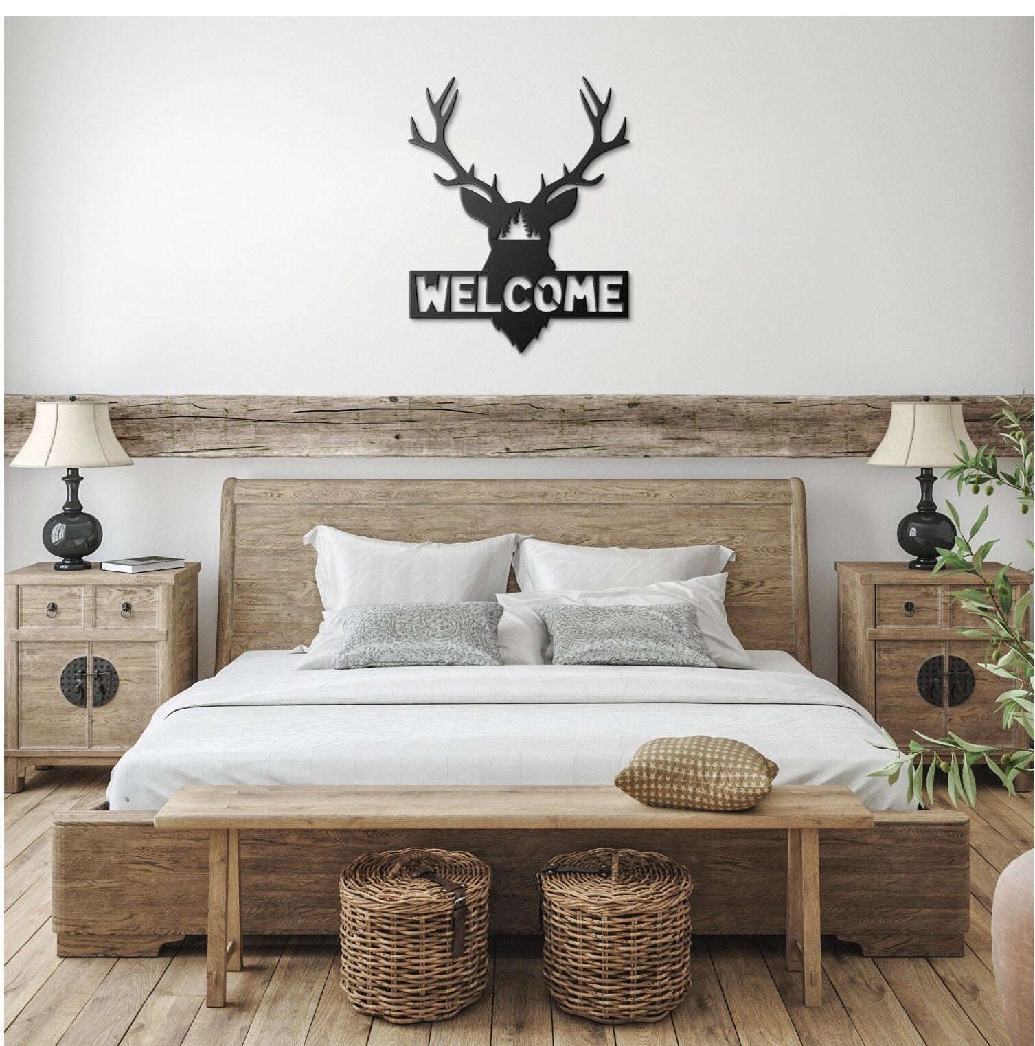 Welcome Deer Metal Sign, Deer Metal Wall Decor, Metal Welcome Sign, Large Metal Wall Art, Outdoor Metal Sign, Deer Housewarming Gift