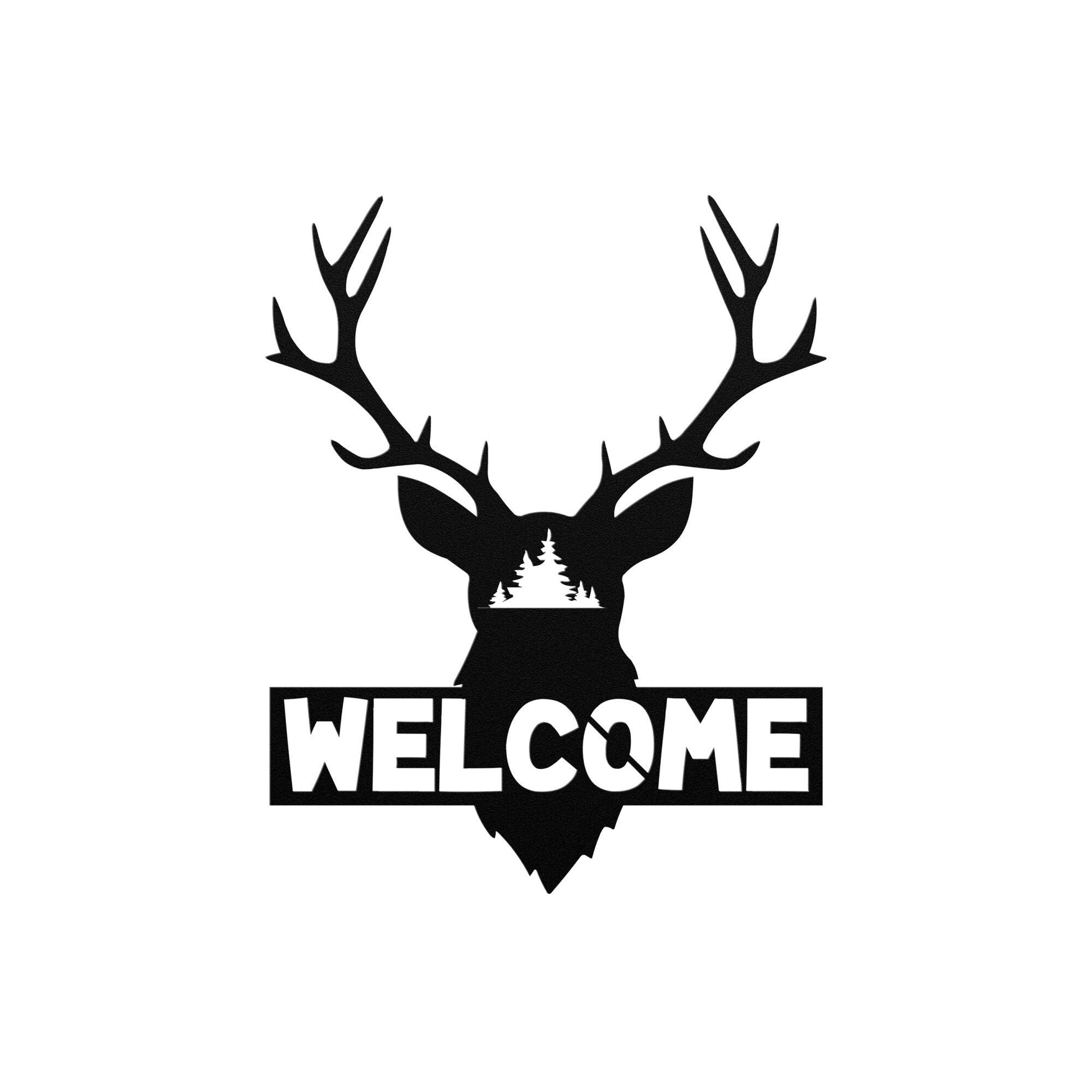 Welcome Deer Metal Sign, Deer Metal Wall Decor, Metal Welcome Sign, Large Metal Wall Art, Outdoor Metal Sign, Deer Housewarming Gift