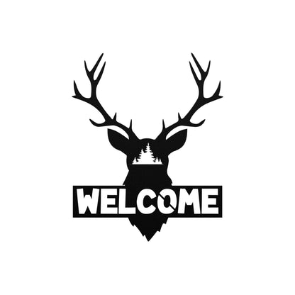 Welcome Deer Metal Sign, Deer Metal Wall Decor, Metal Welcome Sign, Large Metal Wall Art, Outdoor Metal Sign, Deer Housewarming Gift