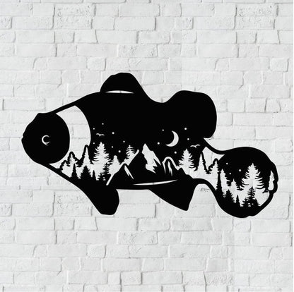 Clownfish Metal Home Decor / Mountain Clown Fish Wall Art / Mountain Metal Wall Art / Metal Wall Art / Wall Art / Metal Wall Decor