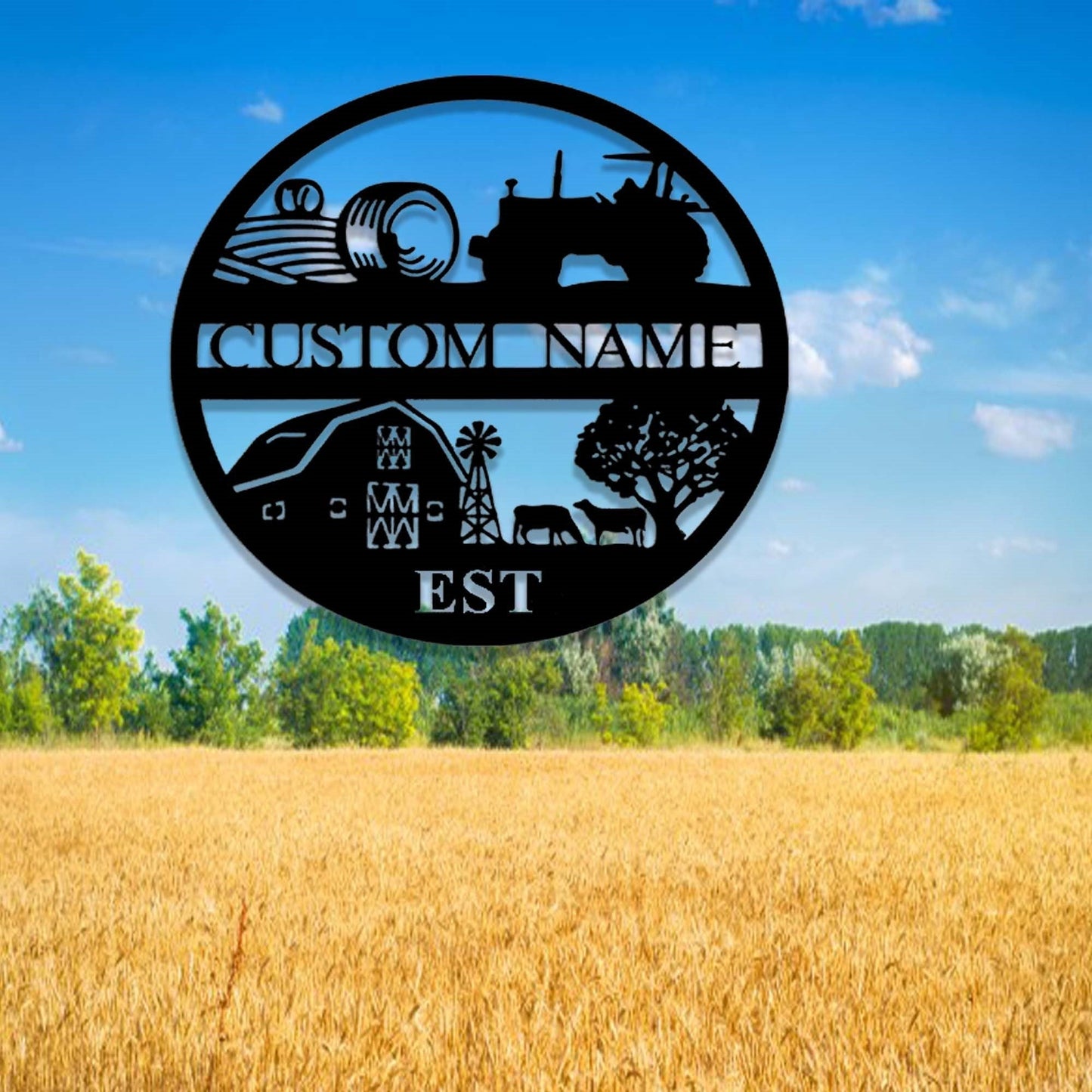 Custom Farm Metal Sign,Farm Entrance Tractor Sign,Personalized Farmhouse Sign,Metal Farmhouse Decor,Ranch Sign,Cabin Barn Decor,Farmer Gift
