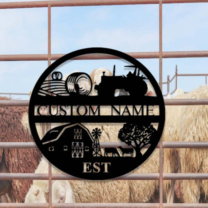 Custom Farm Metal Sign,Farm Entrance Tractor Sign,Personalized Farmhouse Sign,Metal Farmhouse Decor,Ranch Sign,Cabin Barn Decor,Farmer Gift
