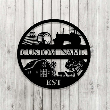 Custom Farm Metal Sign,Farm Entrance Tractor Sign,Personalized Farmhouse Sign,Metal Farmhouse Decor,Ranch Sign,Cabin Barn Decor,Farmer Gift