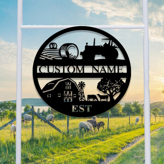 Custom Farm Metal Sign,Farm Entrance Tractor Sign,Personalized Farmhouse Sign,Metal Farmhouse Decor,Ranch Sign,Cabin Barn Decor,Farmer Gift