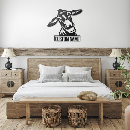 Custom Donkey Metal Sign, Donkey Lovers Gift, Farm Animals Wall Decor, Wall Hanging Metal Donkey Sign, Gift For Farms Owners