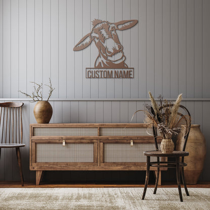 Custom Donkey Metal Sign, Donkey Lovers Gift, Farm Animals Wall Decor, Wall Hanging Metal Donkey Sign, Gift For Farms Owners