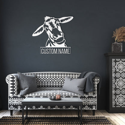 Custom Donkey Metal Sign, Donkey Lovers Gift, Farm Animals Wall Decor, Wall Hanging Metal Donkey Sign, Gift For Farms Owners