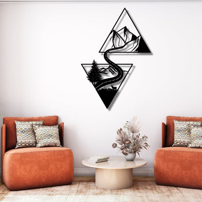 Geometric Mountain Metal Sign, Mountain Art Metal, Metal Mountain Wall Art, Mountain Triangle Metal Decor, Nature Metal Home Decor