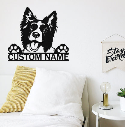 Custom Border Collie Metal Sign,Personalized Dog Name Sign,Dog House Decor,Pet Lover Gift,Dog mom sign,Pet Wall Art,Dog Monogram Sign