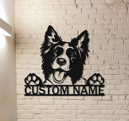Custom Border Collie Metal Sign,Personalized Dog Name Sign,Dog House Decor,Pet Lover Gift,Dog mom sign,Pet Wall Art,Dog Monogram Sign