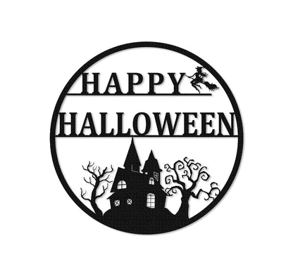 Custom Happy Halloween Sign,Witch Flying on a Broomstick Metal Sign,Halloween Gift,Halloween Decor,Haunted House Decor,Halloween Party Decor