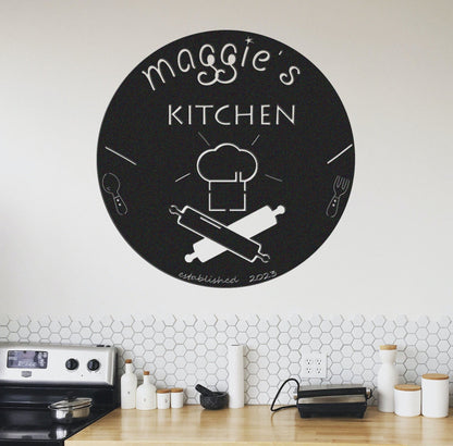 Custom Kitchen Metal Sign ,Chef Sign,Kitchen Wall Art For Indoor Decor,Family Kitchen Sign,Personalized Kitchen Sign Name