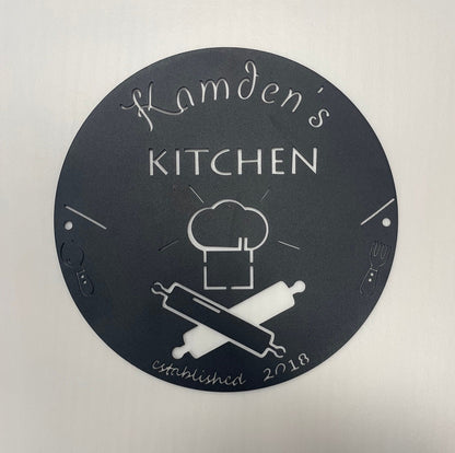 Custom Kitchen Metal Sign ,Chef Sign,Kitchen Wall Art For Indoor Decor,Family Kitchen Sign,Personalized Kitchen Sign Name