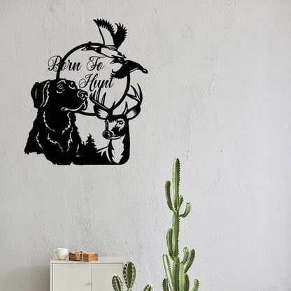 Personalized Hunting Sign,Custom Deer/Dog Metal Sign,Hunting Wall Art,Deer Hunter Gift,Born To Hunt,Deer Camp Sign,Fathers Day Gift