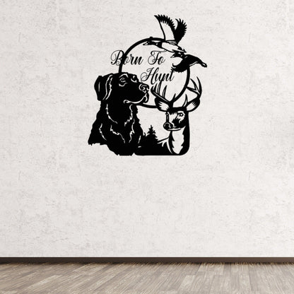 Personalized Hunting Sign,Custom Deer/Dog Metal Sign,Hunting Wall Art,Deer Hunter Gift,Born To Hunt,Deer Camp Sign,Fathers Day Gift