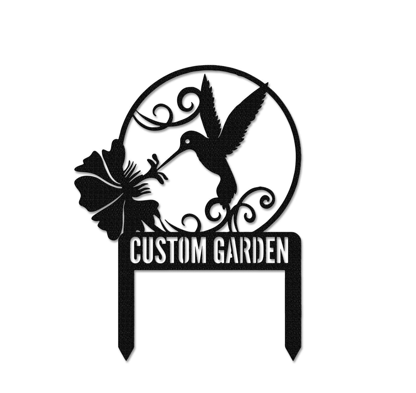 Garden Stake Sign,Custom Hummingbird Garden Sign With Stake,Hummingbird Metal Sign,Garden Decor,Yard Decor,Lawn Decor,Garden Hummingbird Art