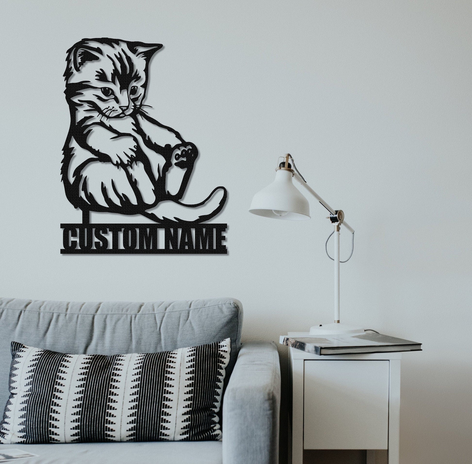 Custom Cat Metal Sign,Cat Wall Art,Personalized Cat Name Sign,Pet Lover Gift,Cat's Mom Sign,Cat Wall Decor,Indoor Decor,Room Decoration