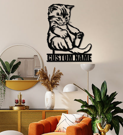 Custom Cat Metal Sign,Cat Wall Art,Personalized Cat Name Sign,Pet Lover Gift,Cat's Mom Sign,Cat Wall Decor,Indoor Decor,Room Decoration