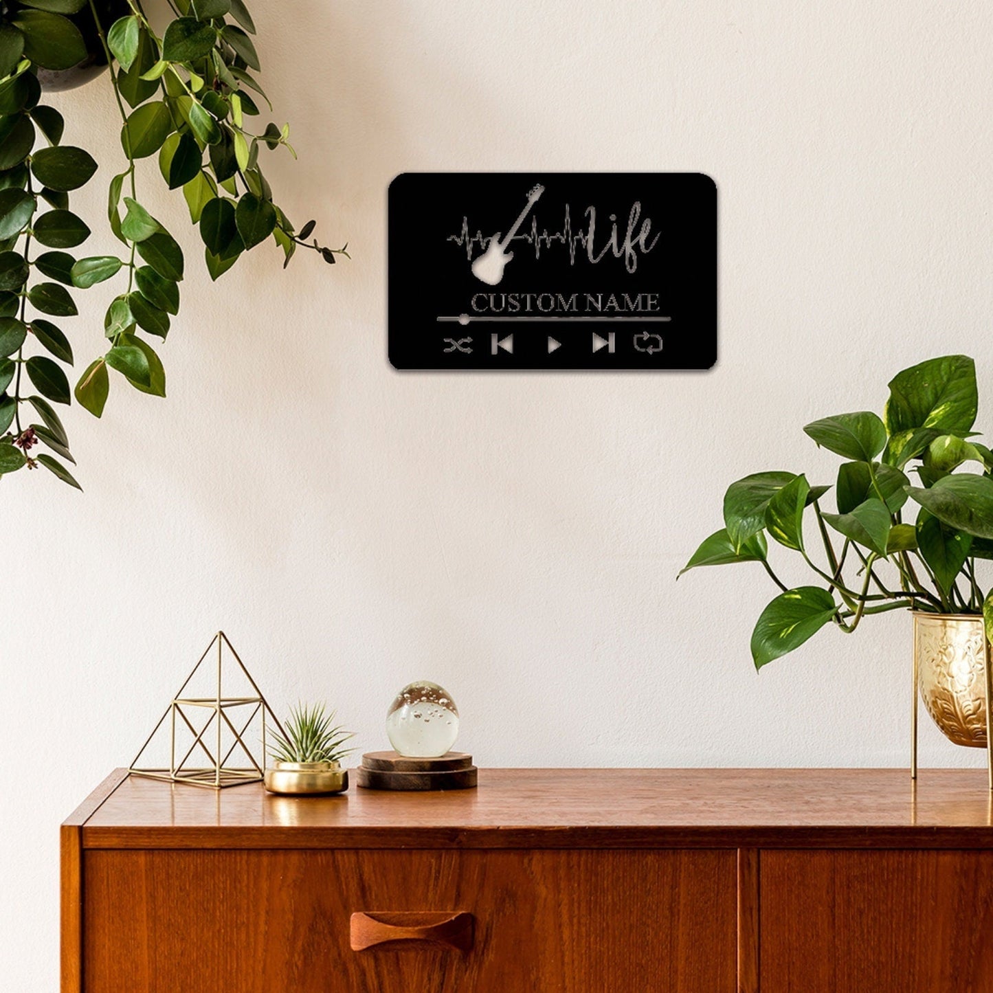 Custom Music Player Metal Sign,Guitar Wall Art,Guitar Decor,Guitar Wall Hanging For Music Room Decor,Guitar Studio Name Decor,Music is Life