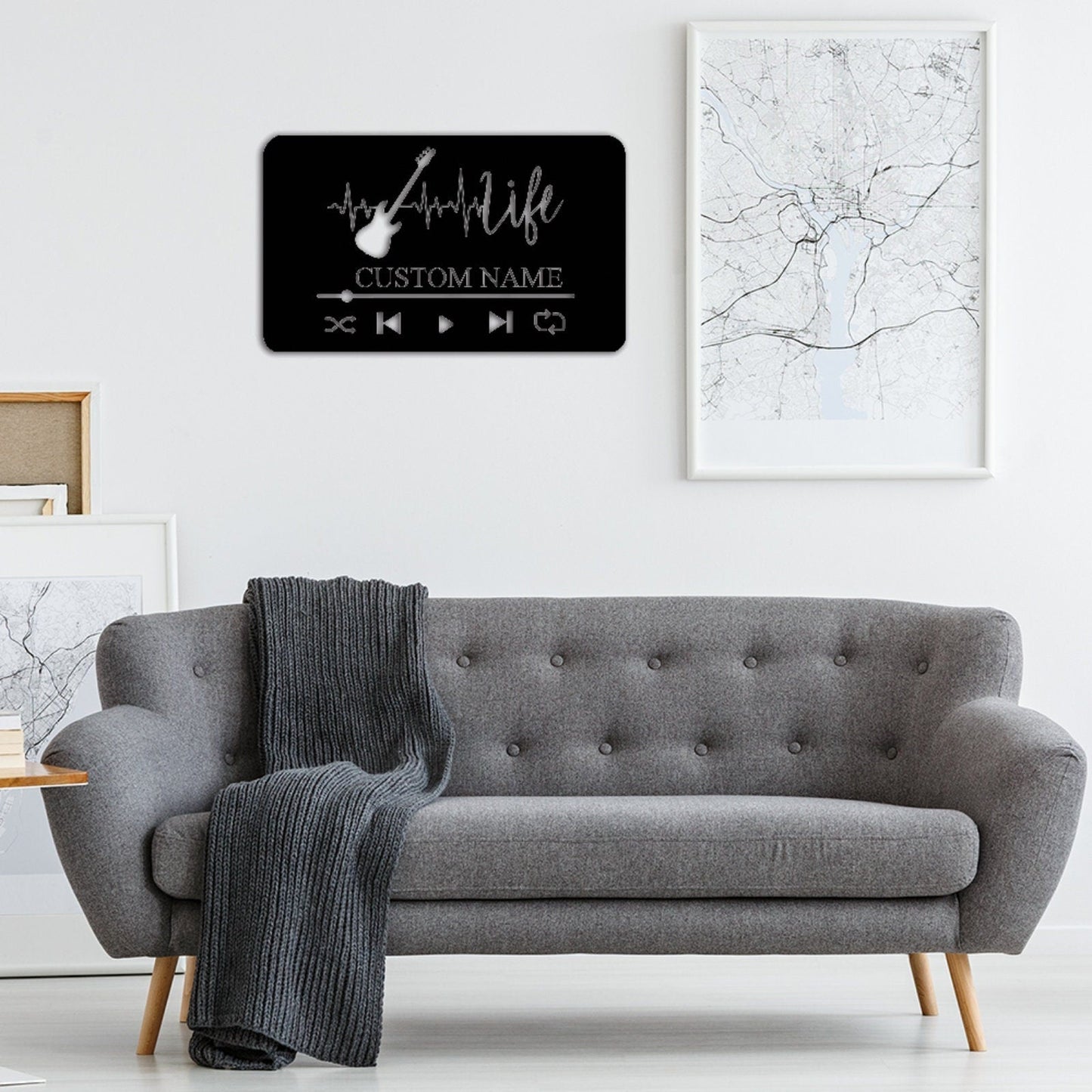 Custom Music Player Metal Sign,Guitar Wall Art,Guitar Decor,Guitar Wall Hanging For Music Room Decor,Guitar Studio Name Decor,Music is Life