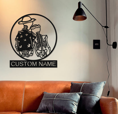 Sugar Skull Sign, Skull Lover Sign, Custom Skull Name Sign, Personalized Wall Art, Room Decoration, Indoor decor, Skull Wall Decor