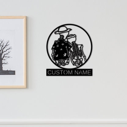 Sugar Skull Sign, Skull Lover Sign, Custom Skull Name Sign, Personalized Wall Art, Room Decoration, Indoor decor, Skull Wall Decor