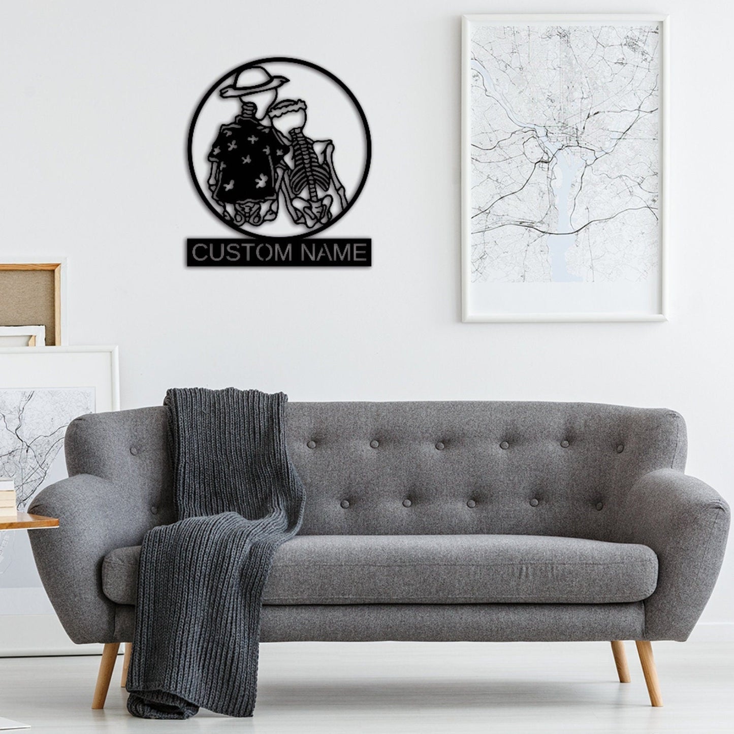 Sugar Skull Sign, Skull Lover Sign, Custom Skull Name Sign, Personalized Wall Art, Room Decoration, Indoor decor, Skull Wall Decor