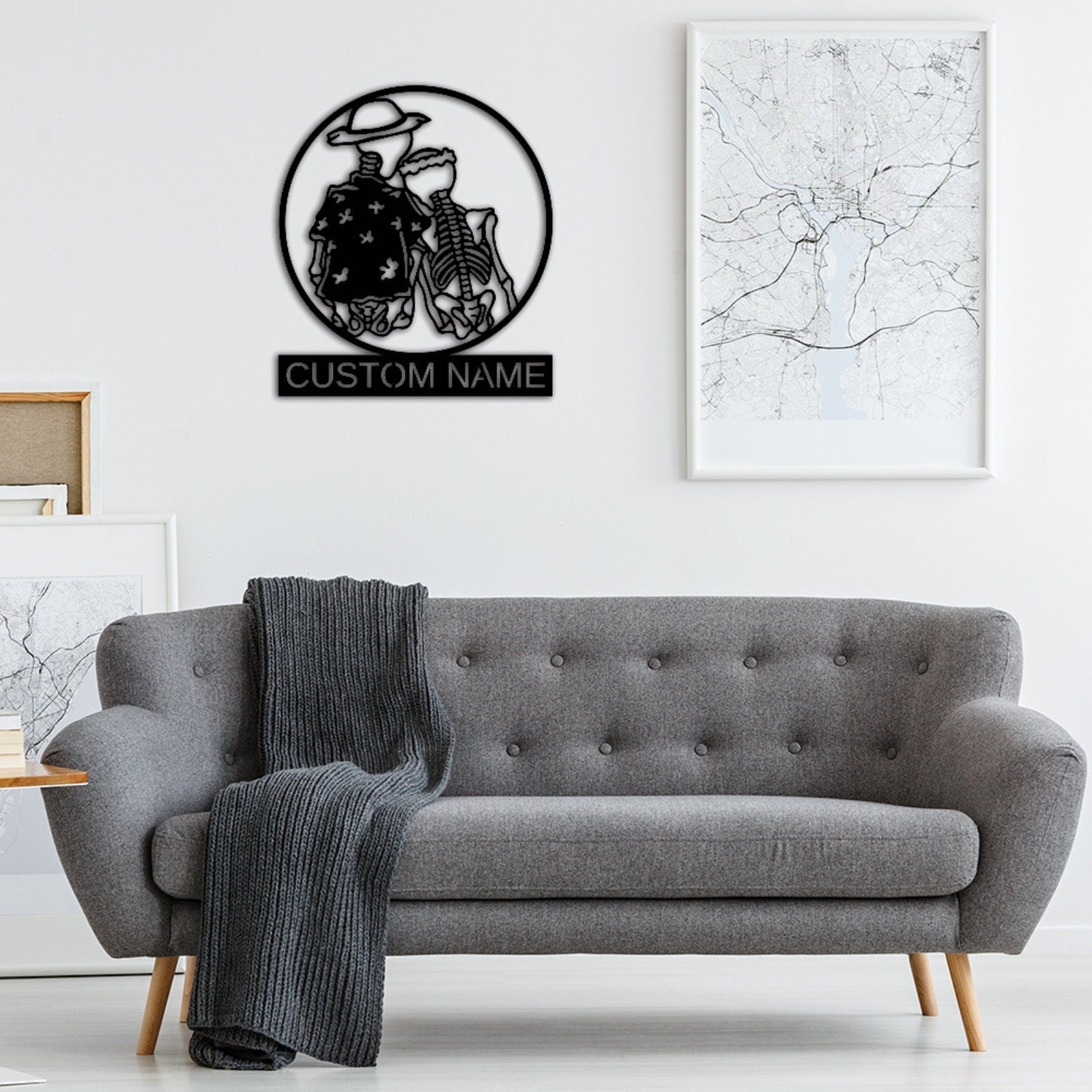 Sugar Skull Sign, Skull Lover Sign, Custom Skull Name Sign, Personalized Wall Art, Room Decoration, Indoor decor, Skull Wall Decor