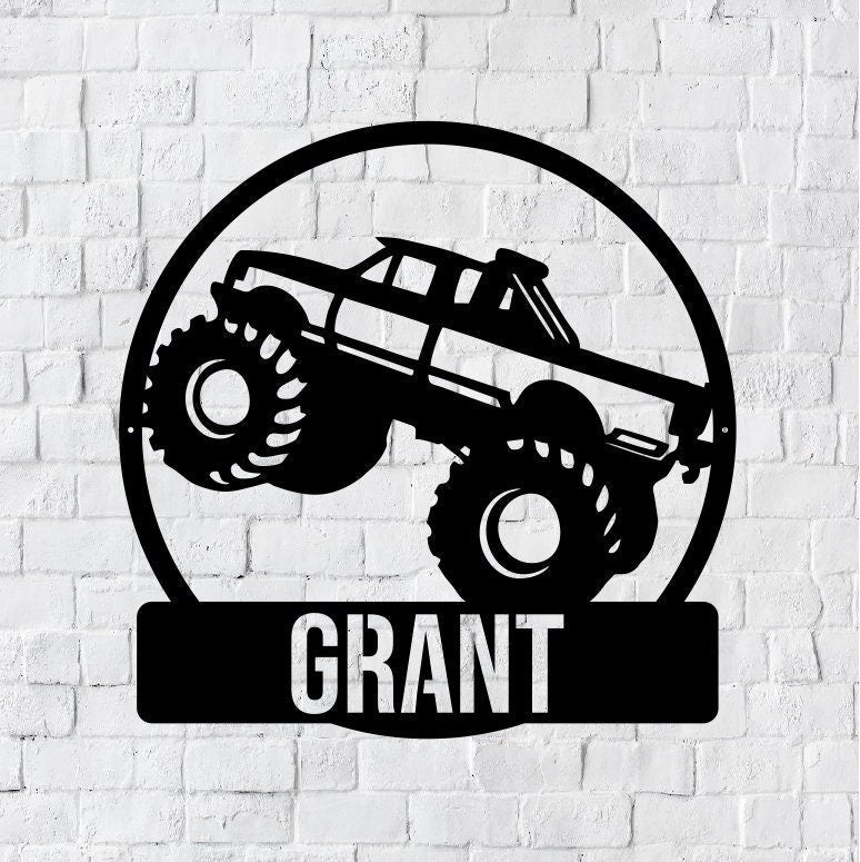Kids Room Monster Truck Metal Sign / Boys Wall Decor / Boys Room Metal Wall Decor / Monstertruck Decor / Personalized Bedroom Decor