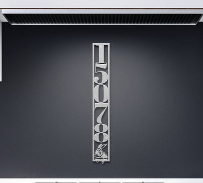 Custom Metal Address Sign, Vertical Address Sign, House Numbers Metal Sign, Rabbit Address Sign, Bunny Metal Address Plaque, Large Sign