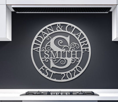 Custom Metal Monogram Sign, Metal Wall Art, Last Name Sign, Family Name Sign, Personalized Wedding Gift, Custom Metal Art, Outdoor Metal Art