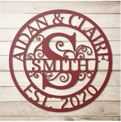 Custom Metal Monogram Sign, Metal Wall Art, Last Name Sign, Family Name Sign, Personalized Wedding Gift, Custom Metal Art, Outdoor Metal Art