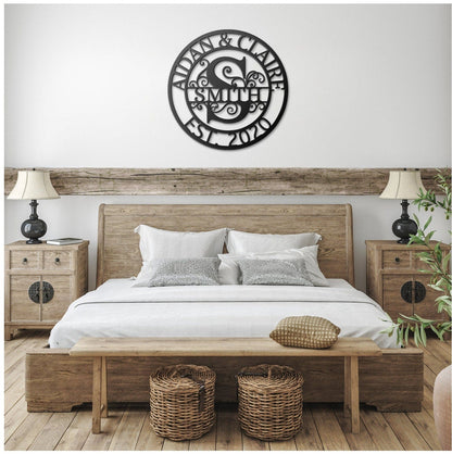 Custom Metal Monogram Sign, Metal Wall Art, Last Name Sign, Family Name Sign, Personalized Wedding Gift, Custom Metal Art, Outdoor Metal Art