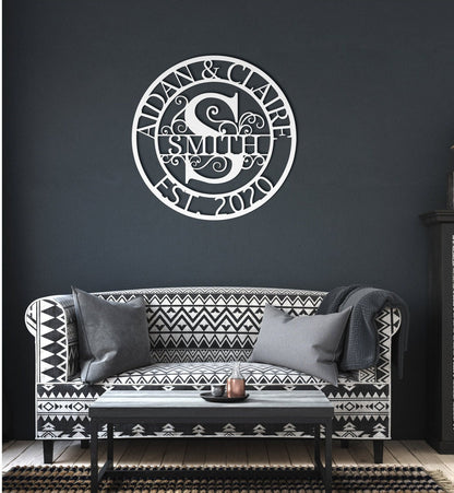 Custom Metal Monogram Sign, Metal Wall Art, Last Name Sign, Family Name Sign, Personalized Wedding Gift, Custom Metal Art, Outdoor Metal Art